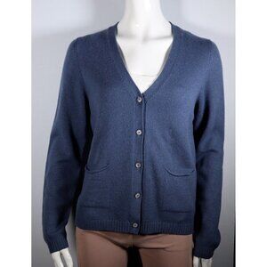 Gran Sasso Women's Size 44 Blue 3-Ply Cardigan Sweater Wool Cashmere Knit Shirt